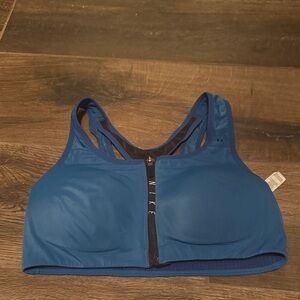 Nike Women's Zip-Front Blue Sports Bra